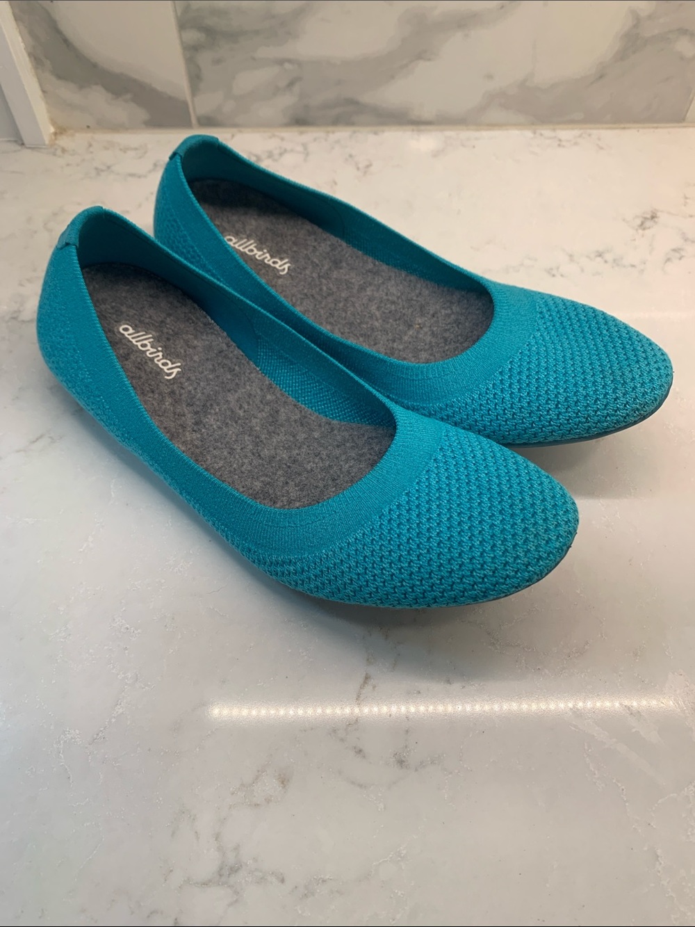 Allbirds Tree Breezers Knit Turquoise Ballet Shoes Size 7.5